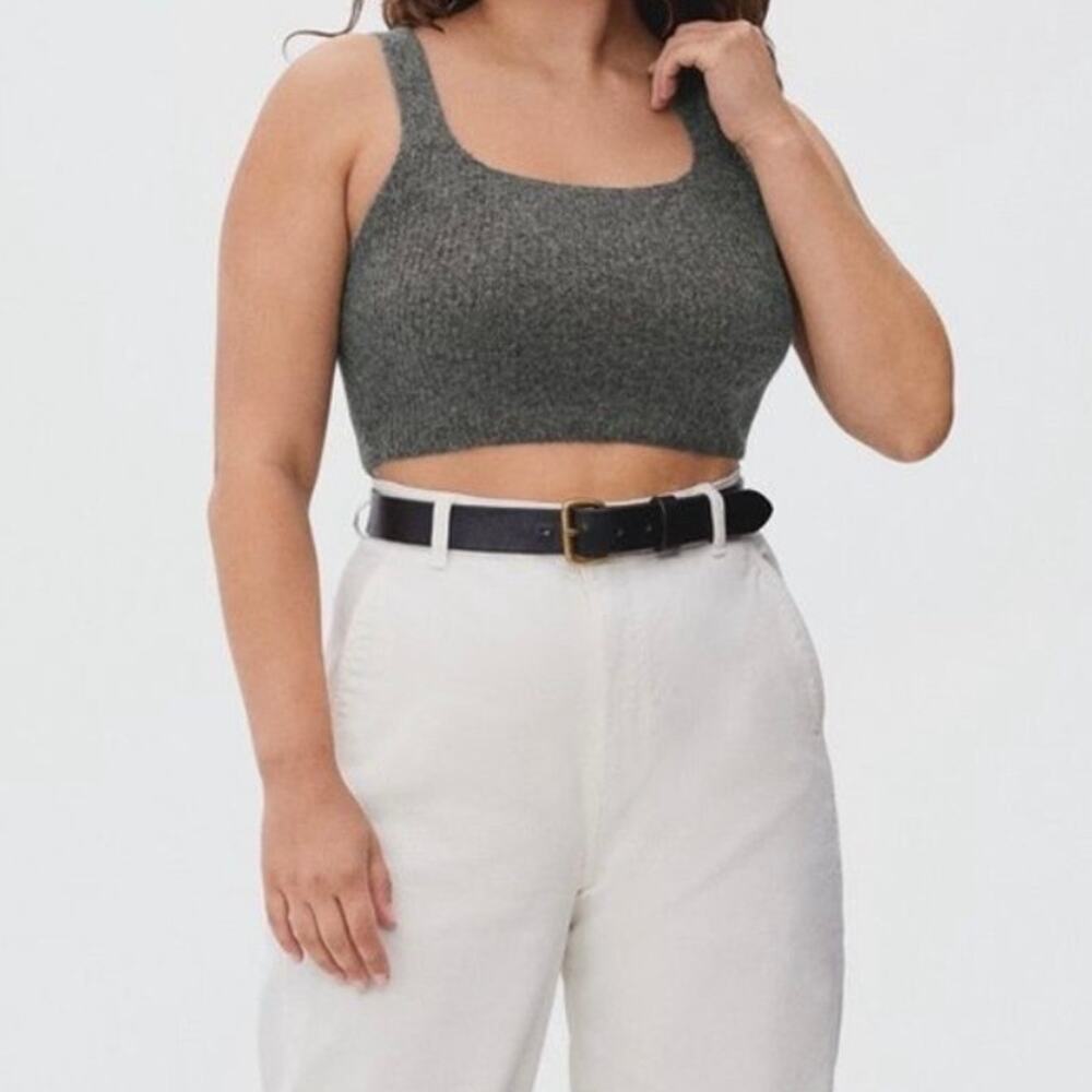 Everlane The Cozy Stretch Tank Women's Large Heathered Charcoal Wool Blend